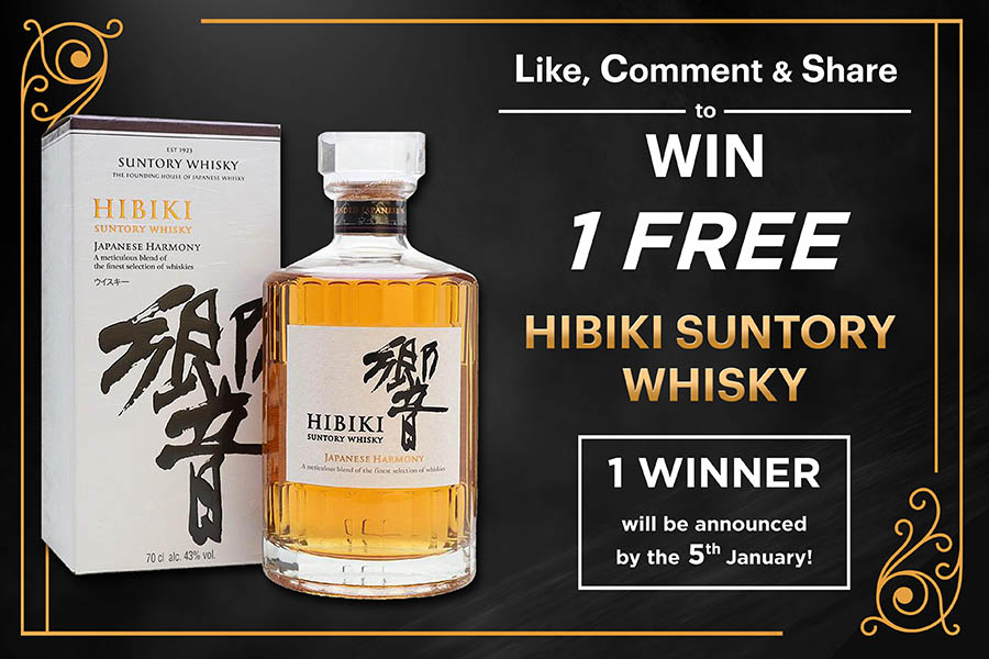 Stand a chance to win 1 FREE Bottle of Hibiki Suntory Whisky